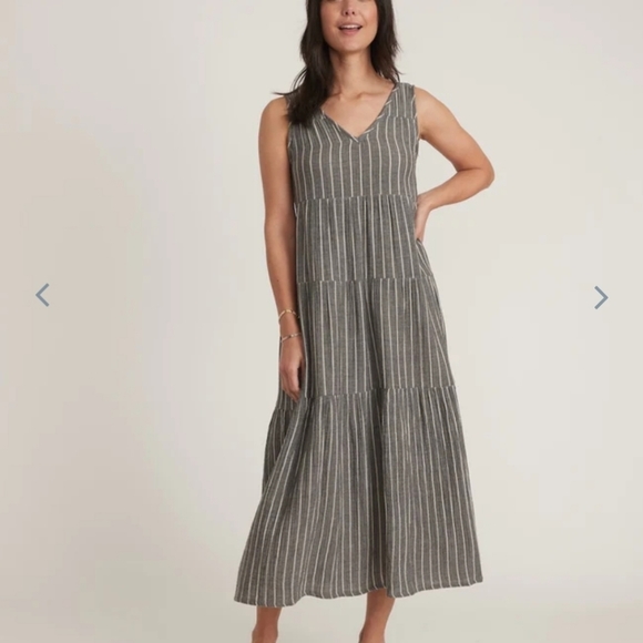 Marine layer Corinne Maxi Dress in Black and White Stripe - Picture 5 of 10